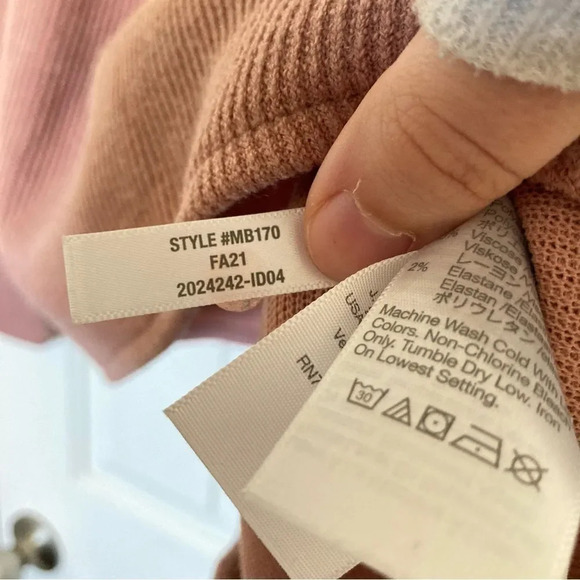 MADEWELL Ottoman Rib Square-Neck Top Size Medium Pink - Picture 8 of 9